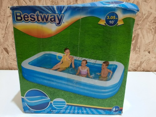 Auction 98	BESTWAY 54009 Nafukovací bazén 305 x 183 x 56 cm	Nekontrolovaný stav, z vnějších znaků použíté.	50 image