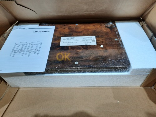 Auction Dvě barové stoličky s vysoce kvalitním rustikálně hnědým povrchem VASAGLE LBC65X image