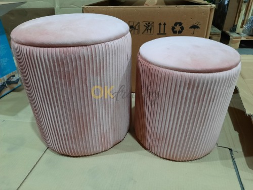 Auction Taburet 2 ks s vnitřním úložným prostorem - světle růžová image