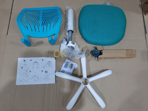 Auction Karafiátová tyrkysová čalouněná pracovní židle s nastavitelnou výškou image