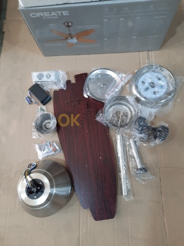 Auction 60W tichý stropní ventilátor, Ø107 cm, Create - Flowood Stylance Nickel image