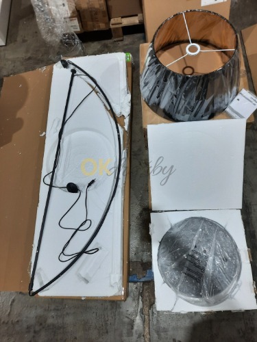 Auction Lindby Oblouková stojatá lampa Esti, textilní stínidlo image