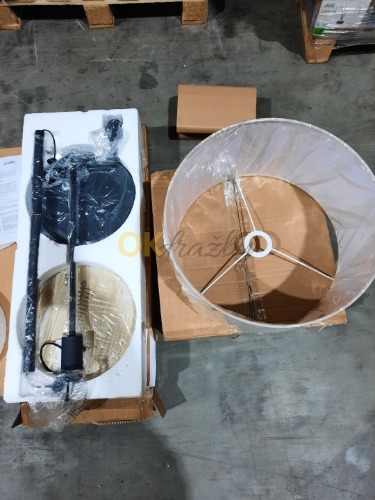 Auction Lindby Stojací lampa Zinia, niklová barva, police, připojení USB image