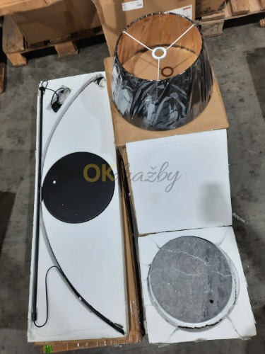 Auction Lindby Oblouková stojatá lampa Esti, textilní stínidlo image