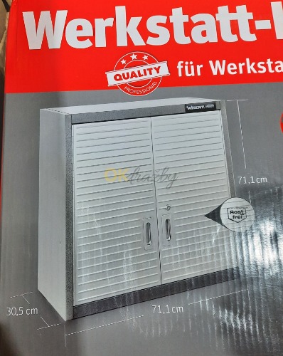 Auction Závěsná dílenská skříňka Wisent s uzamykatelnými dveřmi, nerez, 2 nastavitelné police image