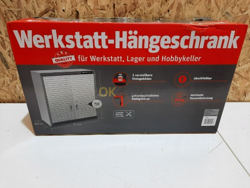 Auction Závěsná dílenská skříňka Wisent s uzamykatelnými dveřmi, nerez, 2 nastavitelné police image