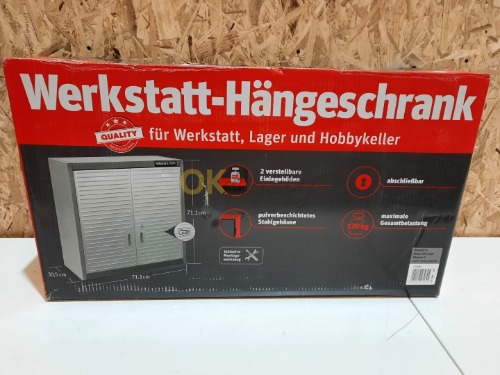 Auction Závěsná dílenská skříňka Wisent s uzamykatelnými dveřmi, nerez, 2 nastavitelné police image