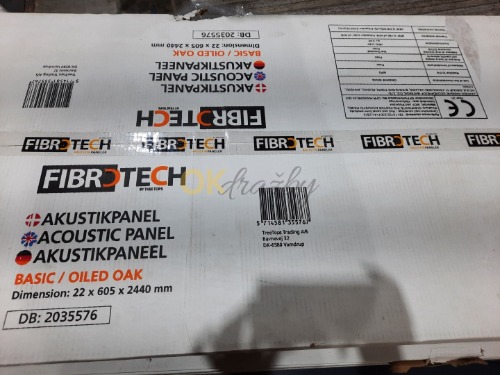 Auction 7 moderních designových kusů akustických panelů FIBROTECH BASIC 22×605×2440 mm v barvě kouřový dub a 1 kus v barvě olejovaný dub TOP!  image