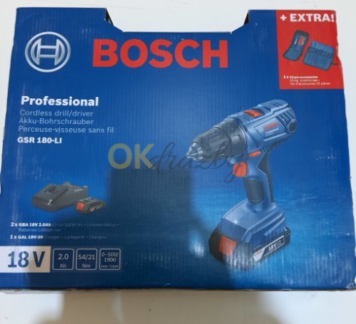 Auction Bosch Professional Aku vrtací šroubovák GSR 180-Li + 2xaku + nab. + kufr + nář. image