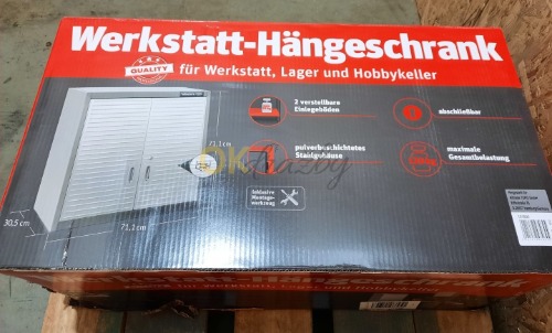 Auction Závěsná dílenská skříňka Wisent s uzamykatelnými dveřmi, nerez, 2 nastavitelné police TOP image