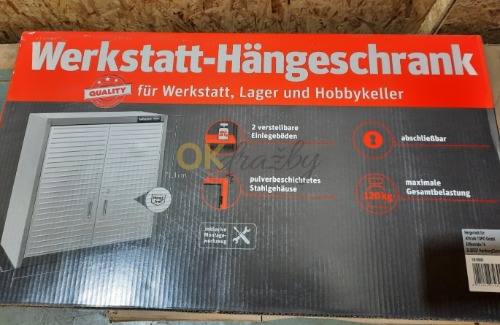 Auction Závěsná dílenská skříňka Wisent s uzamykatelnými dveřmi, nerez, 2 nastavitelné police TOP image