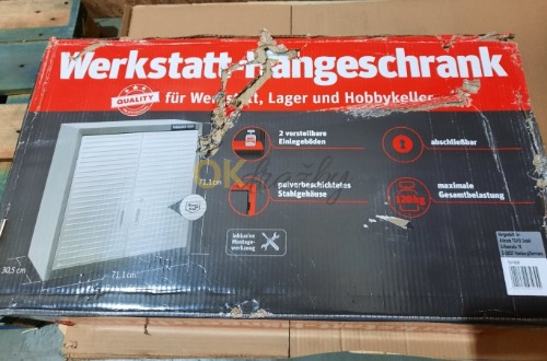 Auction Závěsná dílenská skříňka Wisent s uzamykatelnými dveřmi, nerez, 2 nastavitelné police TOP image