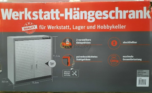 Auction Závěsná dílenská skříňka Wisent s uzamykatelnými dveřmi, nerez, 2 nastavitelné police TOP image