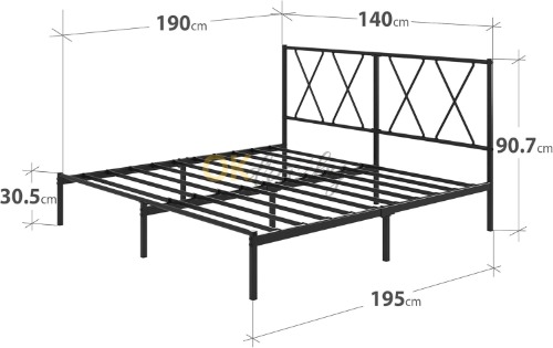 Auction Zinus Elias kovový rám postele 140 × 190 cm s čelem, snadná montáž, výška 30 cm, černá image