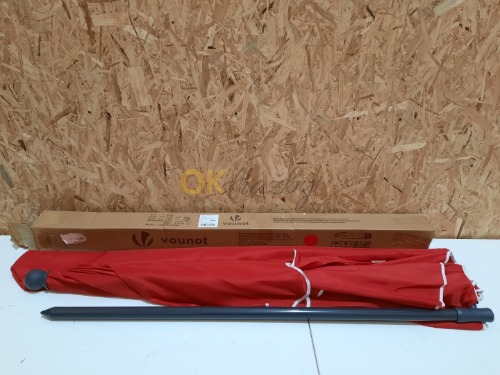 Auction Obdélníkový naklápěcí slunečník vounot® 200×125 cm, 160 g/m² s UV ochranou, výška 2,35 m, polyesterová stříška, skládací venkovní slunečník, ochranný obal součástí balení, červený image