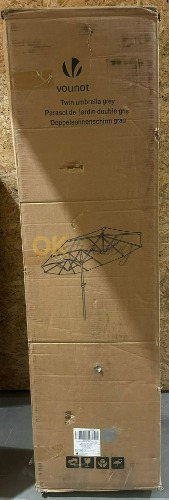 Auction VOUNOT Double Garden Parasol – extra velký obdélníkový slunečník 460 × 270 cm, šedá image