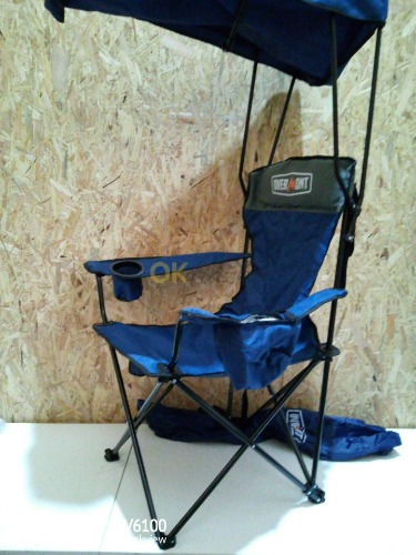 Auction Overmont plážové skládací křeslo s clonou a chladicí kapsou – modré image